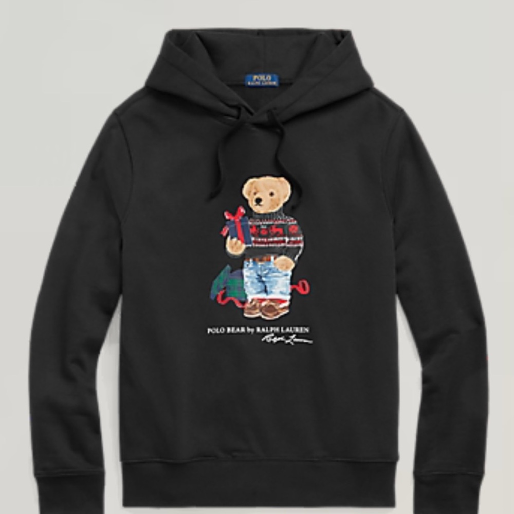 Polo Ralph Lauren Holiday cotton-blend Gift Bear Fleece Hoodie Pullover Large